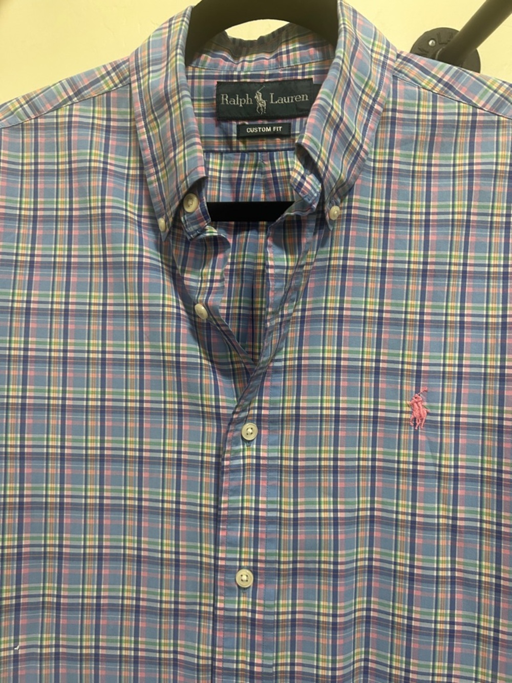 Ralph Lauren Plaid Button-Down Shirt in Blue and Pink pony